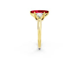 Yellow gold Three-Stone Marquise Cut Cut Diamond Ring with Trillion Side Stones and Four-Prong Setting_2