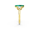 Yellow gold Three-Stone Marquise Cut Cut Diamond Ring with Trillion Side Stones and Four-Prong Setting_2