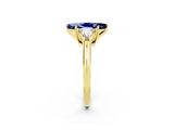 Yellow gold Three-Stone Marquise Cut Cut Diamond Ring with Trillion Side Stones and Four-Prong Setting_2
