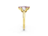 Yellow gold Three-Stone Marquise Cut Cut Diamond Ring with Trillion Side Stones and Four-Prong Setting_2