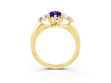 Yellow gold Three-Stone Marquise Cut Cut Diamond Ring with Trillion Side Stones and Four-Prong Setting_3