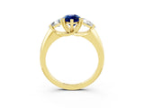 Yellow gold Three-Stone Marquise Cut Cut Diamond Ring with Trillion Side Stones and Four-Prong Setting_3