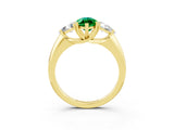 Yellow gold Three-Stone Marquise Cut Cut Diamond Ring with Trillion Side Stones and Four-Prong Setting_3