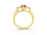 Yellow gold Three-Stone Marquise Cut Cut Diamond Ring with Trillion Side Stones and Four-Prong Setting_3