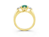 Yellow gold Three-Stone Marquise Cut Cut Diamond Ring with Trillion Side Stones and Four-Prong Setting_3