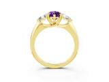 Yellow gold Three-Stone Marquise Cut Cut Diamond Ring with Trillion Side Stones and Four-Prong Setting_3