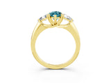 Yellow gold Three-Stone Marquise Cut Cut Diamond Ring with Trillion Side Stones and Four-Prong Setting_3