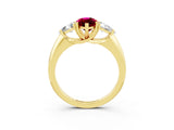 Yellow gold Three-Stone Marquise Cut Cut Diamond Ring with Trillion Side Stones and Four-Prong Setting_3