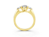 Yellow gold Three-Stone Marquise Cut Cut Diamond Ring with Trillion Side Stones and Four-Prong Setting_3