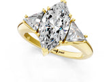 Yellow gold Three-Stone Marquise Cut Cut Diamond Ring with Trillion Side Stones and Four-Prong Setting_4
