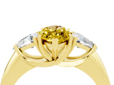 Yellow gold Three-Stone Marquise Cut Cut Diamond Ring with Trillion Side Stones and Four-Prong Setting_4