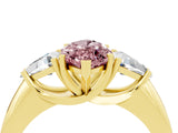 Yellow gold Three-Stone Marquise Cut Cut Diamond Ring with Trillion Side Stones and Four-Prong Setting_4