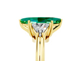 Yellow gold Three-Stone Marquise Cut Cut Diamond Ring with Trillion Side Stones and Four-Prong Setting_5