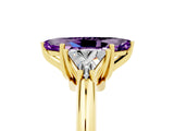 Yellow gold Three-Stone Marquise Cut Cut Diamond Ring with Trillion Side Stones and Four-Prong Setting_5