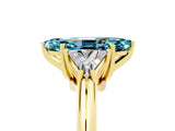 Yellow gold Three-Stone Marquise Cut Cut Diamond Ring with Trillion Side Stones and Four-Prong Setting_5