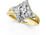 Yellow gold Three-Stone Marquise Cut Cut Diamond Ring with Trillion Side Stones on a Split Shank Band_10