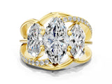 Yellow gold Three-Stone Marquise Cut Cut Diamond Split Shank Prong Set Ring_7
