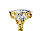 Yellow gold Three-Stone Marquise Cut Cut Milgrain Band Prong Setting Ring_18