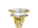 Yellow gold Three-Stone Marquise Cut Cut Milgrain Pavé Engagement Ring_20