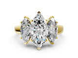 Yellow gold Three-Stone Marquise Cut Cut Solitaire Ring with Classic Prong Setting_3