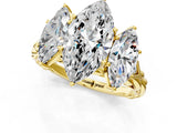 Yellow gold Three-Stone Marquise Cut Diamond Braided Band Ring with Four-Prong Setting_38