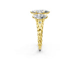 Yellow gold Three-Stone Marquise Cut Diamond Braided Band Ring with Four-Prong Setting_39