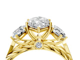 Yellow gold Three-Stone Marquise Cut Diamond Braided Band Ring with Four-Prong Setting_41