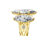 Yellow gold Three-Stone Marquise Cut Diamond Braided Band Ring with Four-Prong Setting_42
