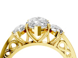 Yellow gold Three-Stone Marquise Cut Diamond Cathedral Engagement Ring with Prong Setting_18