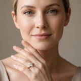 Yellow gold Three-Stone Marquise Cut Diamond Cathedral Engagement Ring with Prong Setting_7
