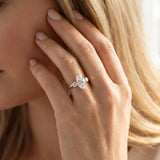 Yellow gold Three-Stone Marquise Cut Diamond Cathedral Engagement Ring with Prong Setting_8