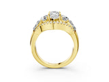 Yellow gold Three-Stone Marquise Cut Diamond Engagement Ring with Pave Band and Prong Setting_5