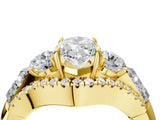 Yellow gold Three-Stone Marquise Cut Diamond Engagement Ring with Pave Band and Prong Setting_6