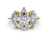 Yellow gold Three-Stone Marquise Cut Diamond Engagement Ring with Prong Setting on a White Gold Band_50