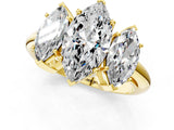 Yellow gold Three-Stone Marquise Cut Diamond Engagement Ring with Prong Setting on a White Gold Band_51