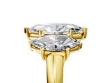 Yellow gold Three-Stone Marquise Cut Diamond Engagement Ring with Prong Setting_8