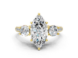 Yellow gold Three-Stone Marquise Cut Diamond Pavé Band with Four-Prong Setting_35