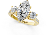 Yellow gold Three-Stone Marquise Cut Diamond Pavé Band with Four-Prong Setting_36