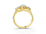 Yellow gold Three-Stone Marquise Cut Diamond Pavé Band with Prong Setting_6