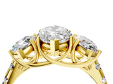 Yellow gold Three-Stone Marquise Cut Diamond Pavé Band with Prong Setting_7
