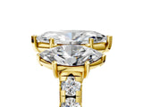 Yellow gold Three-Stone Marquise Cut Diamond Pavé Band with Prong Setting_8