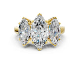 Yellow gold Three-Stone Marquise Cut Diamond Ring with Channel Set Band and Four-Prong Setting_18