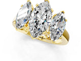 Yellow gold Three-Stone Marquise Cut Diamond Ring with Channel Set Band and Four-Prong Setting_19