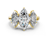 Yellow gold Three-Stone Marquise Cut Diamond Ring with Channel-Set Band and Four-Prong Setting_49