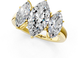 Yellow gold Three-Stone Marquise Cut Diamond Ring with Channel-Set Band and Four-Prong Setting_50