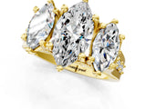 Yellow gold Three-Stone Marquise Cut Diamond Ring with Channel-Set Band and Four-Prong Setting_76