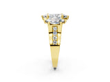 Yellow gold Three-Stone Marquise Cut Diamond Ring with Channel-Set Band and Four-Prong Setting_77
