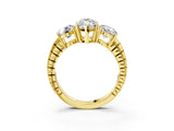 Yellow gold Three-Stone Marquise Cut Diamond Ring with Channel-Set Band and Prong Setting_9