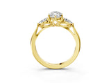 Yellow gold Three-Stone Marquise Cut Diamond Ring with Pear  Side Stones in Four-Prong Setting_15