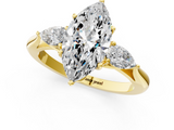 Yellow gold Three-Stone Marquise Cut Diamond Ring with Pear Side Stones in Four-Prong Setting_175